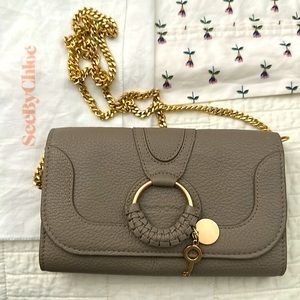 See By Chloé Hana Leather Chain Wallet in Motty Gray